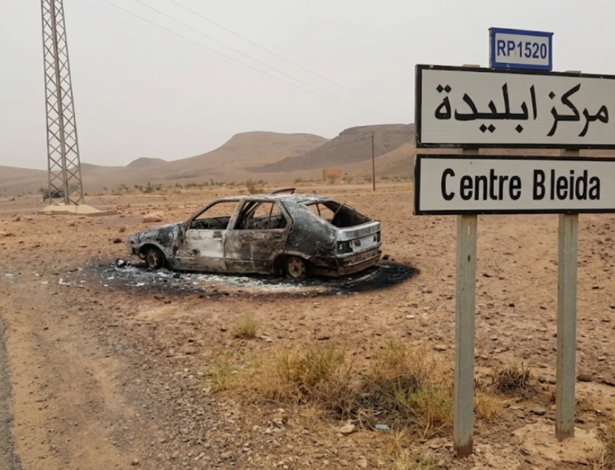 زاكورة: سيارة تتحول إلى رماد أثناء صلاة الجمعة واستنفار للدرك الملكي بالبليدة 